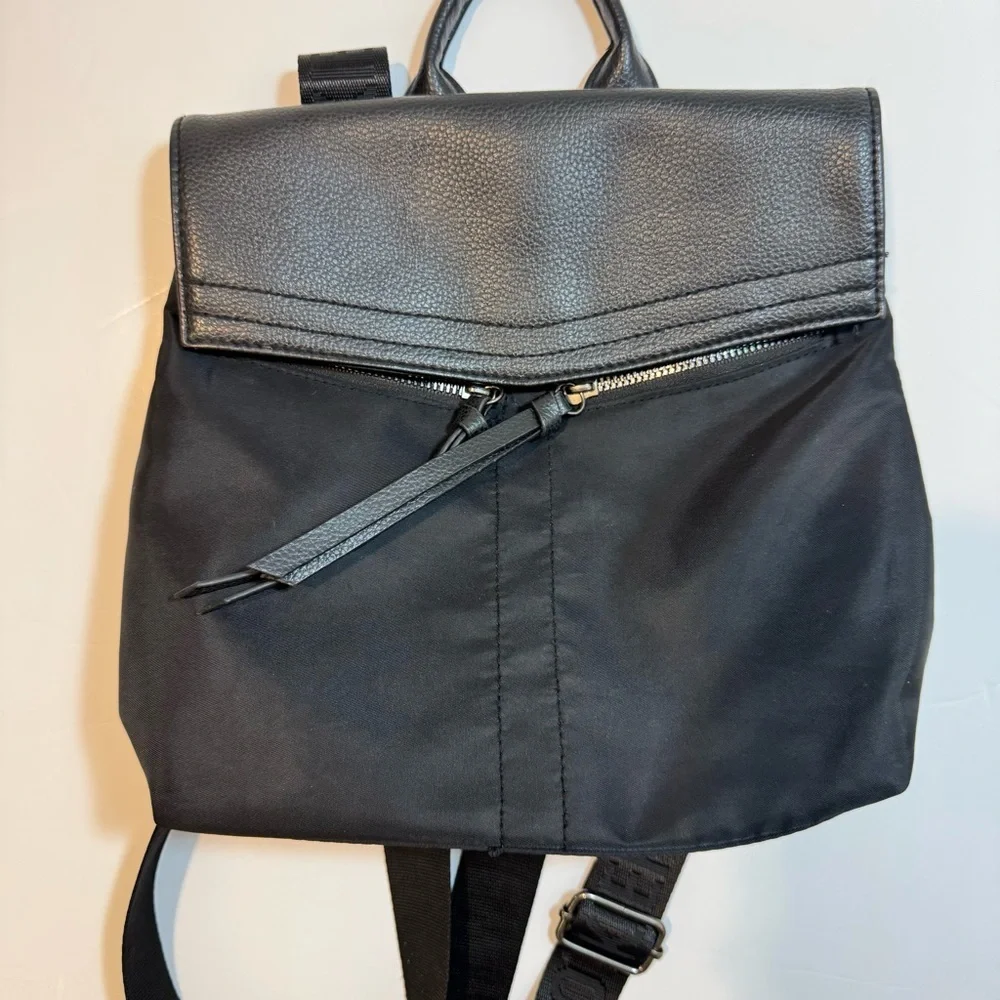 Botkier New York Black Backpack – Nylon & Faux Leather Travel Style
